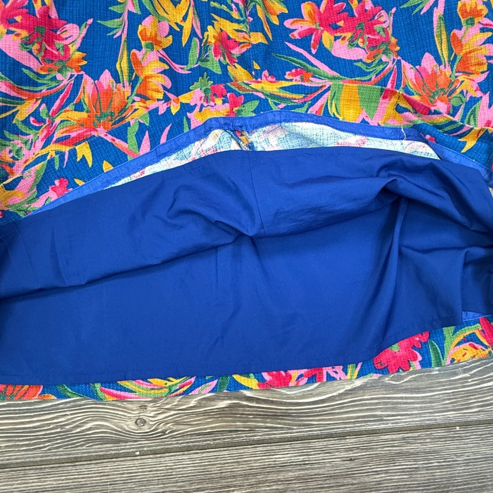 J.Crew Women Size 20 Shift Dress Blue Tropical Floral Cotton Pique Sleeveless - Picture 7 of 8